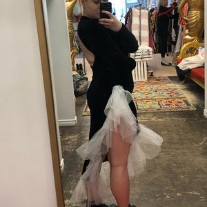 High Slit Velvet Evening Gown